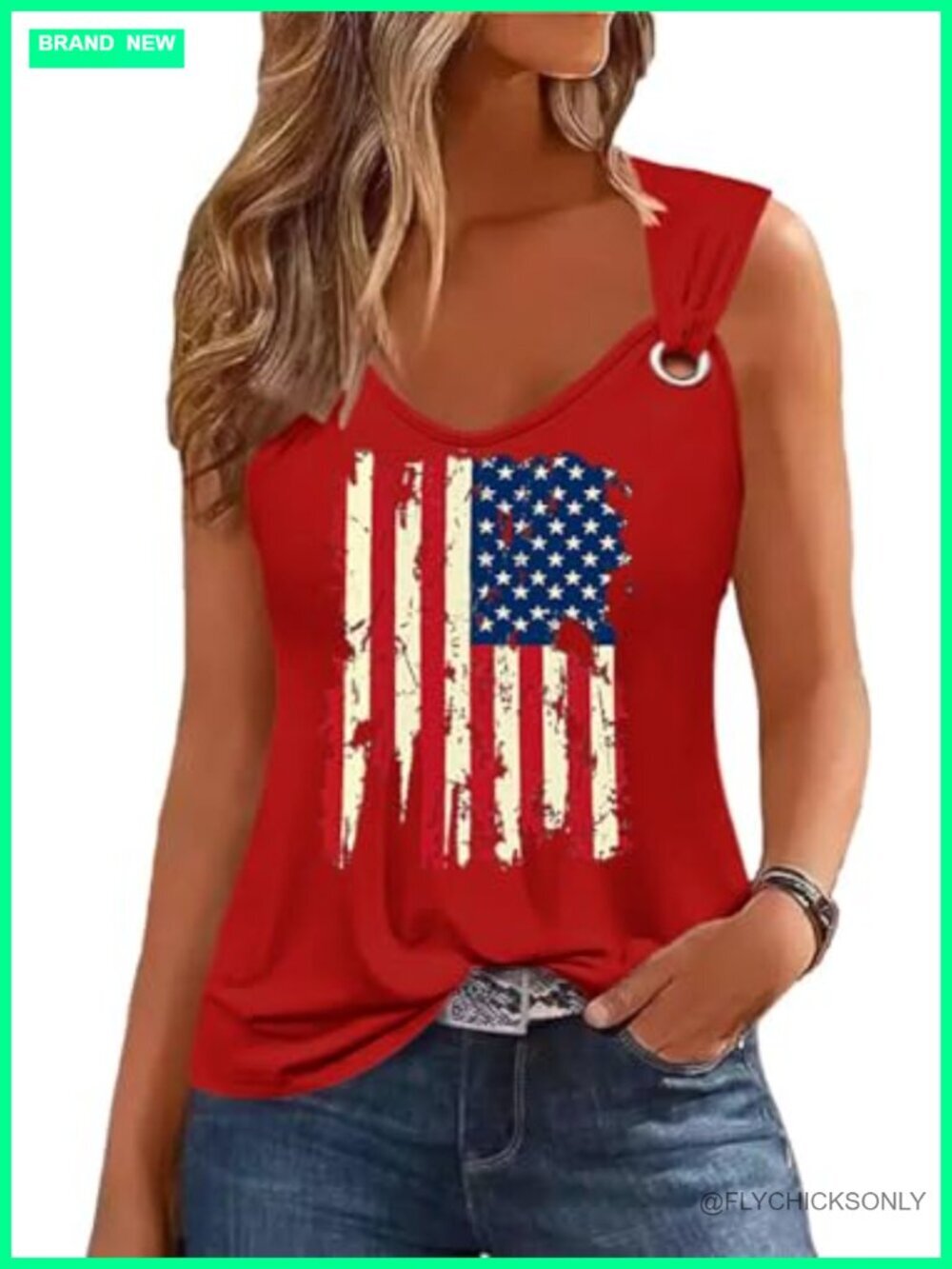 Women's Gradient Notched Neck Casual Tank Tops Sleeveless Funny Graphic Tee